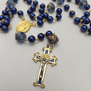 One of a kind Blue and gold Rosary